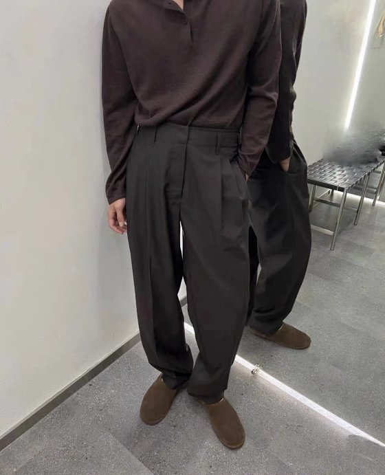 Lem 25ss Loose straight-leg wool trousers
