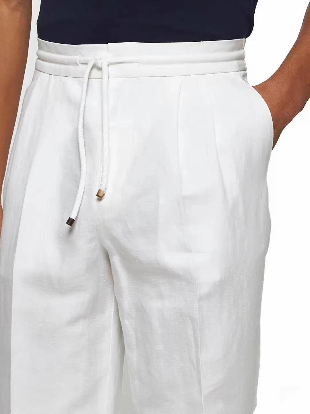 BC White Linen Tweed Pants