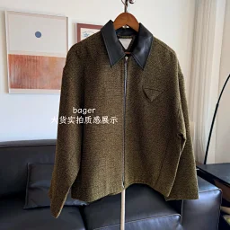 thumbnail for BV 25FW Leather-collared Woven Jacket