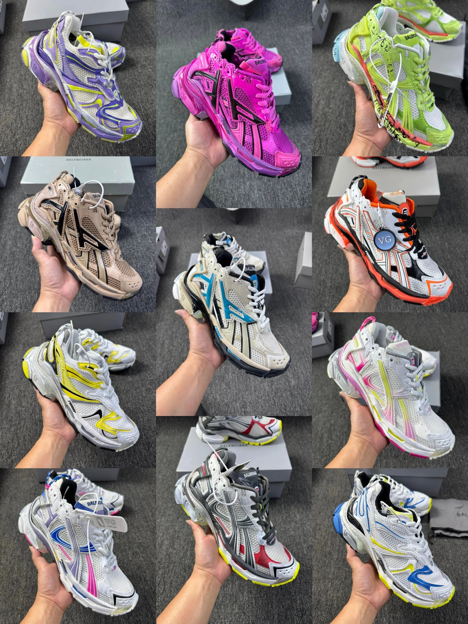 [Factory High Quality VG Version Clearance Welfare] Pure original Paris Runner Sneaker 7.5 generation thick sole height increasing strap simple and atmospheric classic vintage fashion trend new original box packaging accessories complete sports and leisure dad shoes unisex