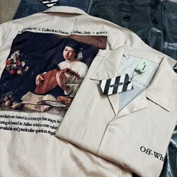 thumbnail for [Quality Assurance] OW Tide Brand OFF WHITE Caravaggio Oil Painting Religious Renaissance Retro Casual Loose Thin Short Sleeve Shirt Men
