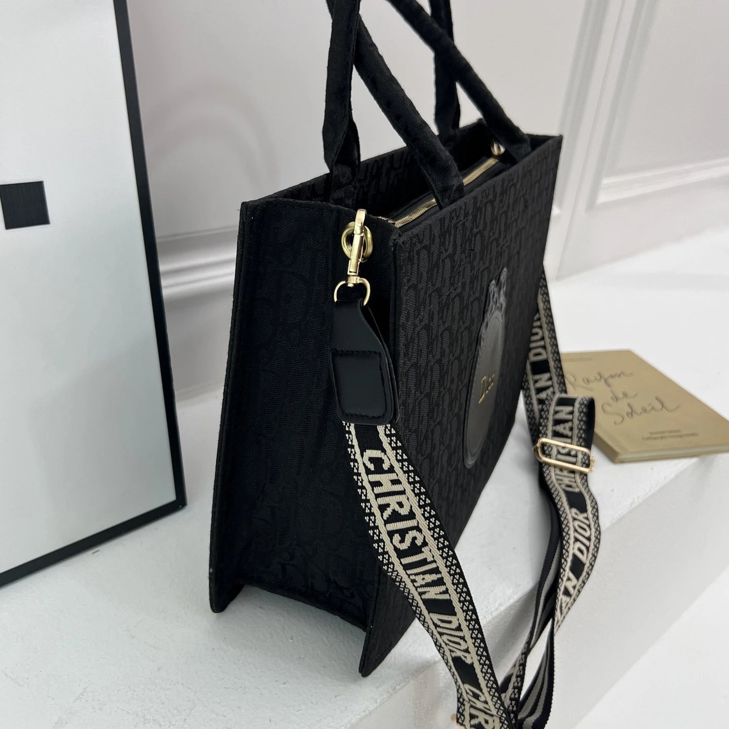 D10R迪澳 加大款 BookTote 品牌标志刺绣可调节可拆卸肩带 棉 手提包  女款 蓝色 6