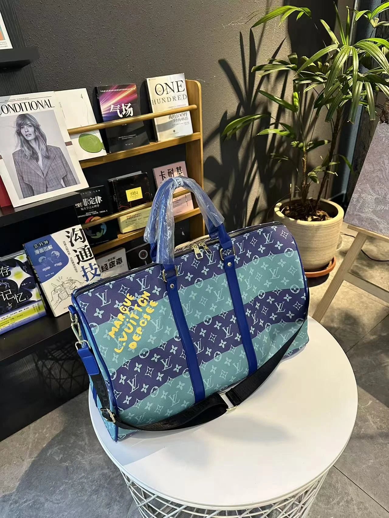 铝牌 keepall 50 品牌字母标识 Monogram Heritage 涂层帆布 旅行包 男款 绿色 6