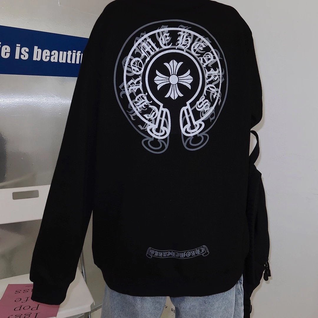 Chrome Hearts克罗心新款双重大马蹄印花圆领卫衣 采用高品质毛圈面料 各大网红上身 胸前后背双重大logo数码印花  经典不挑人 细节满满 卫 7