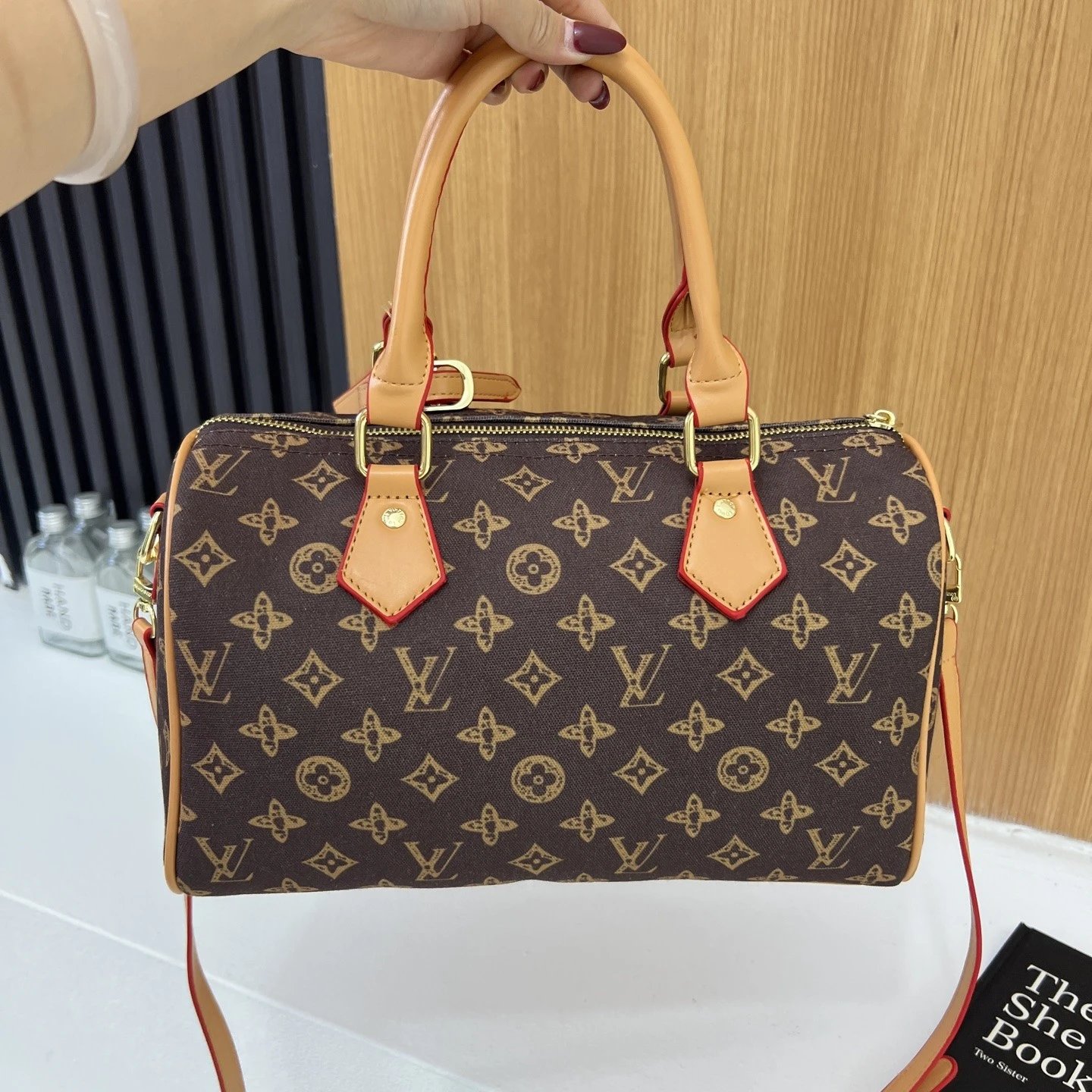 铝牌 Speedy Bandouliere 20 金色五金配件 涂层帆布 单肩斜挎手提包 女款 浅绿色 8