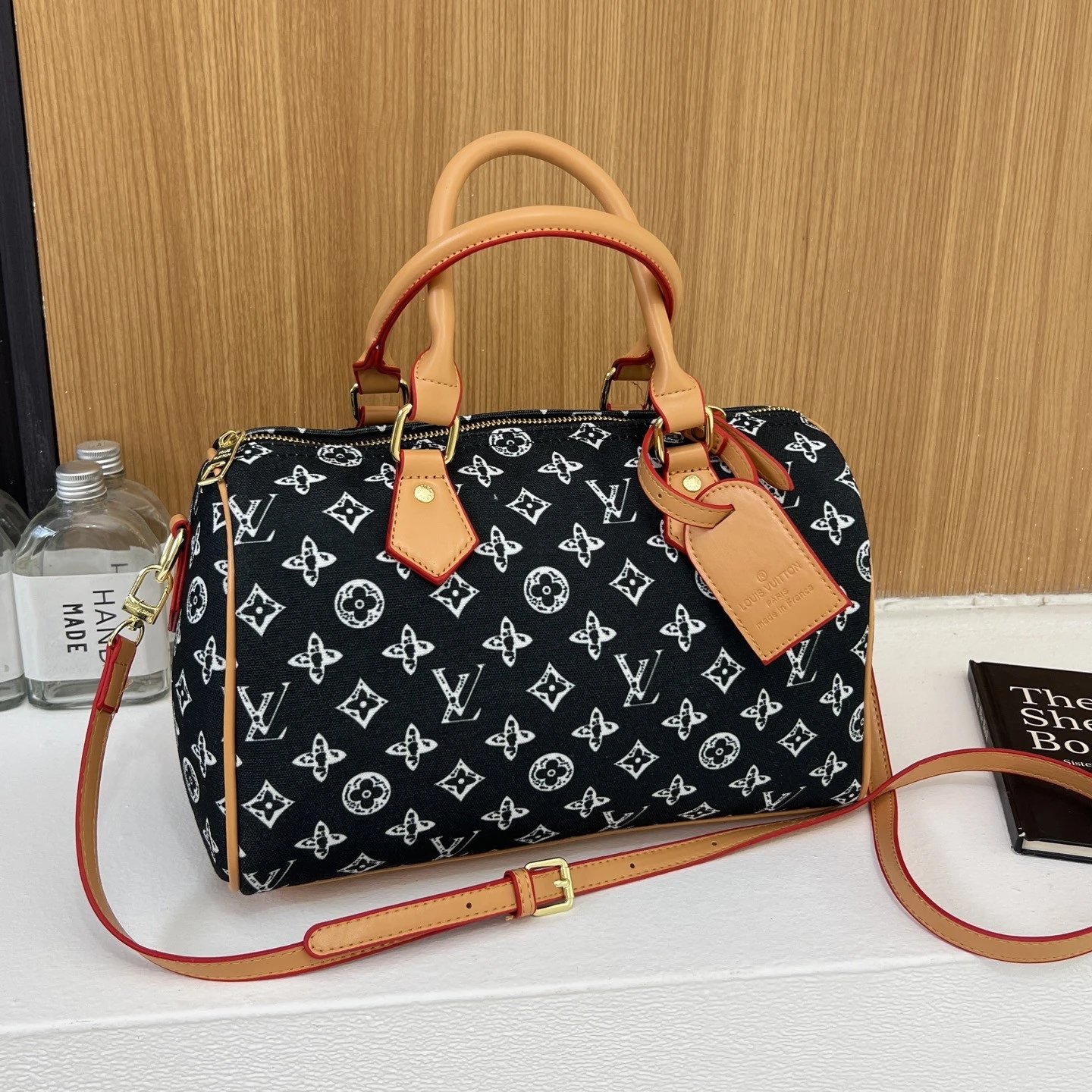 铝牌 Speedy Bandouliere 20 金色五金配件 涂层帆布 单肩斜挎手提包 女款 浅绿色 5