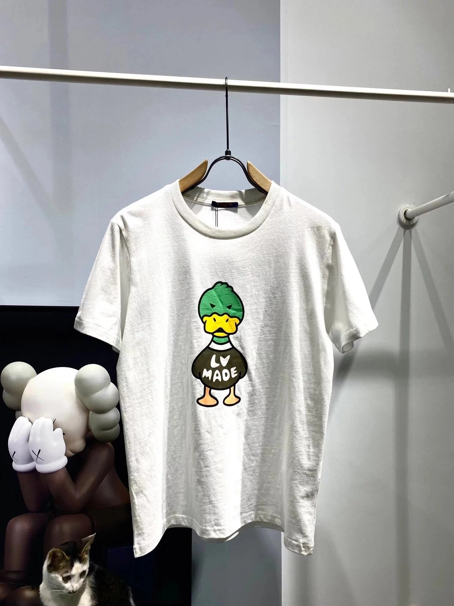 正确版本呆萌鸭子logo印花纯棉男女短袖T恤