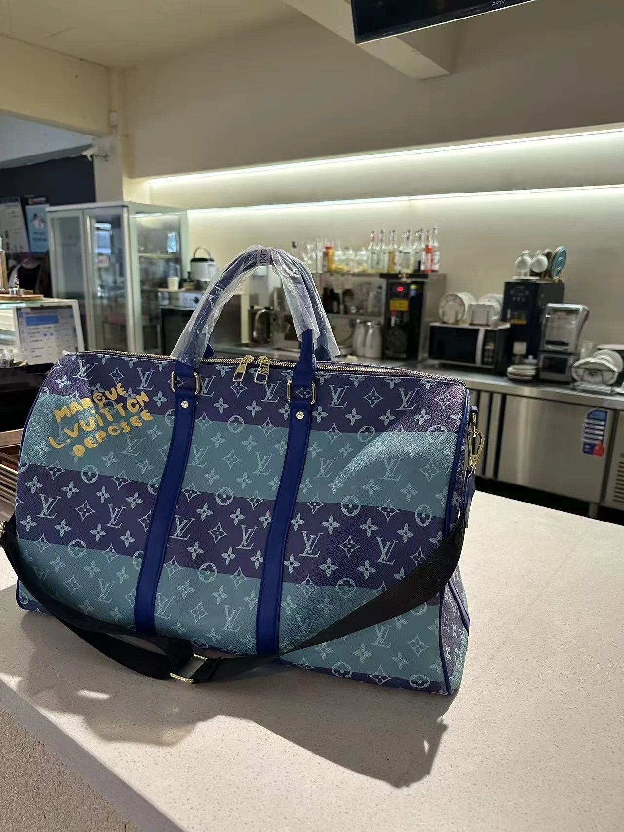 铝牌 keepall 50 品牌字母标识 Monogram Heritage 涂层帆布 旅行包 男款 绿色 3
