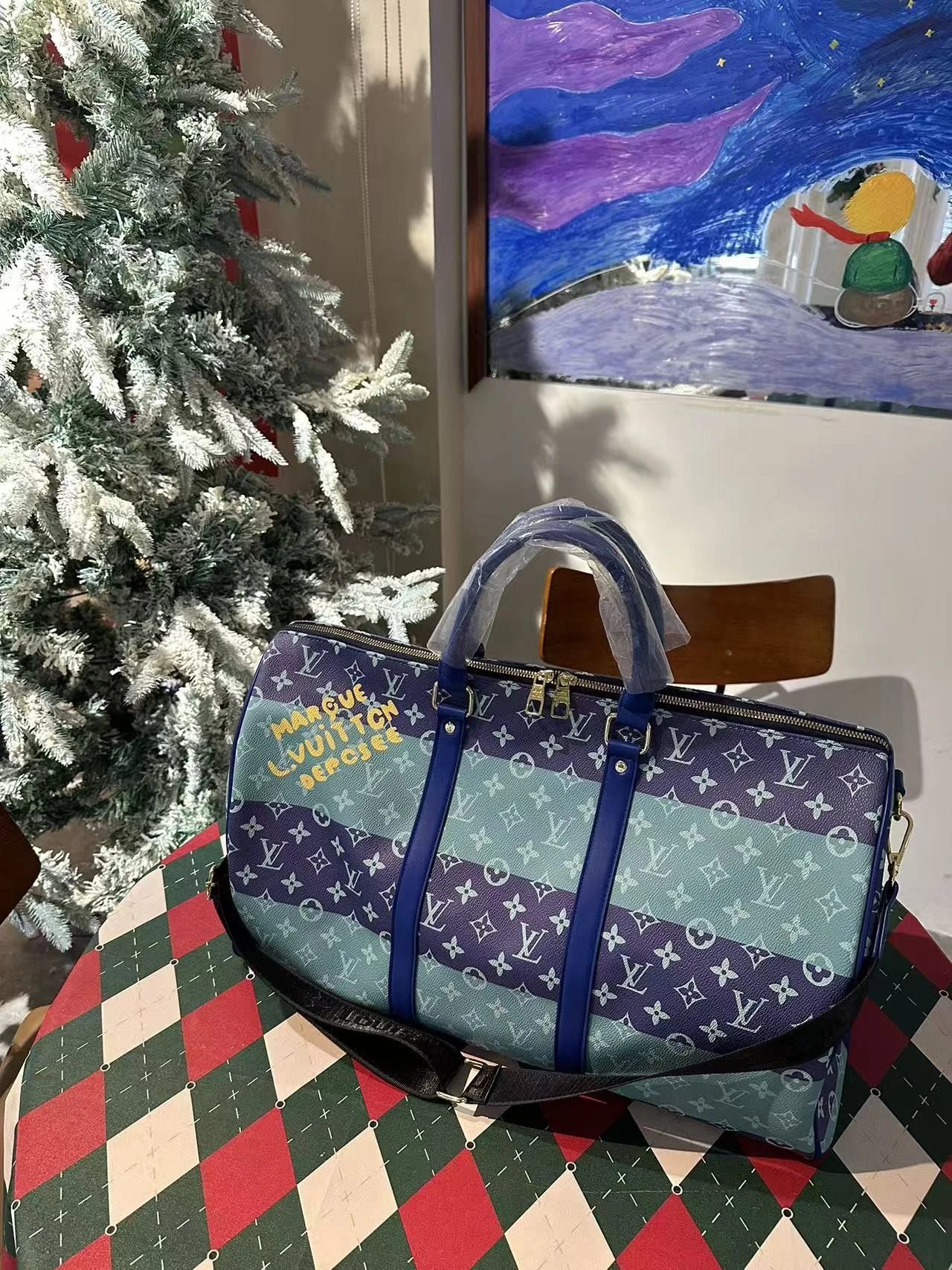 铝牌 keepall 50 品牌字母标识 Monogram Heritage 涂层帆布 旅行包 男款 绿色 4