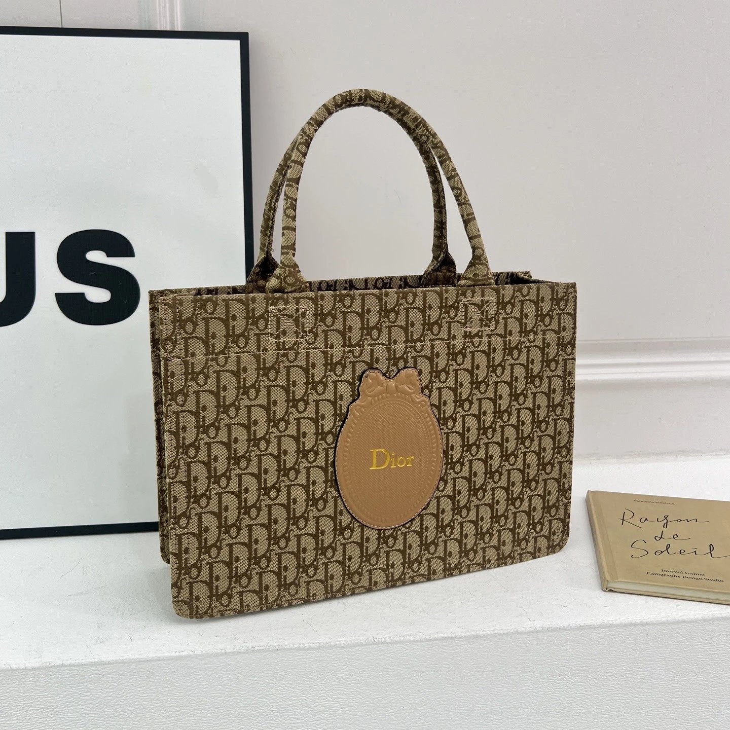 D10R迪澳 加大款 BookTote 品牌标志刺绣可调节可拆卸肩带 棉 手提包  女款 蓝色 13