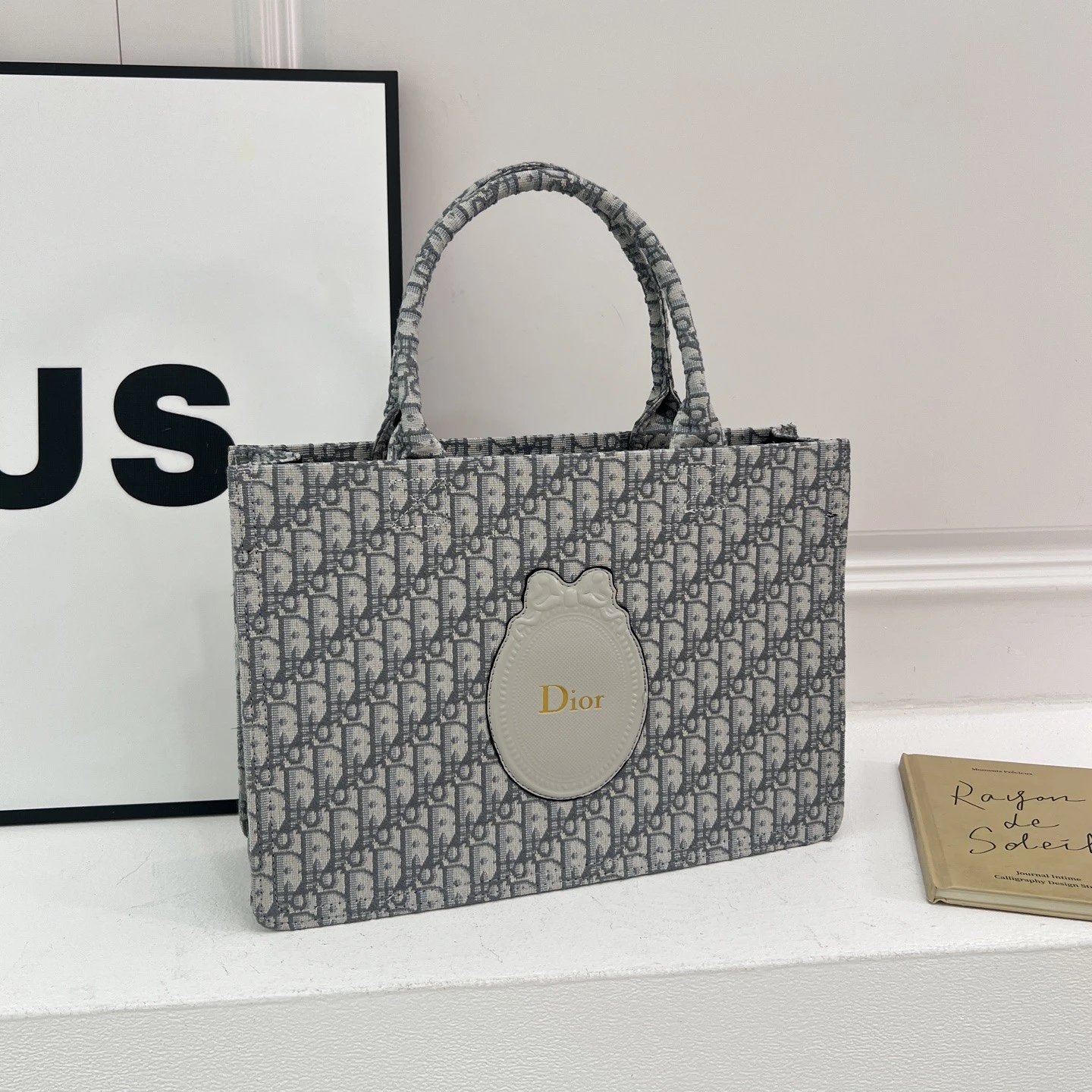 D10R迪澳 加大款 BookTote 品牌标志刺绣可调节可拆卸肩带 棉 手提包  女款 蓝色 10