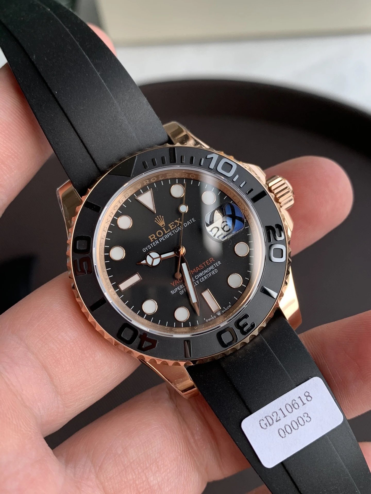 R01EX最新高版本金表来啦字面双皇冠防伪通体玫瑰金厚度5um谈到老力士游艇名仕型系列中应该就是116655Oysterflex bracelet腕表了也就是大家俗称的金游艇 7
