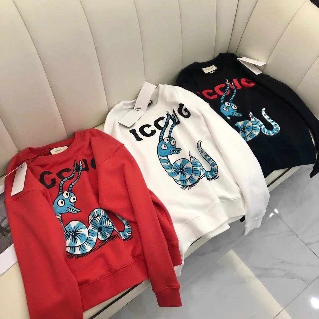 古池Gucc1FW高端订制卡通字母印花圆领休闲卫衣