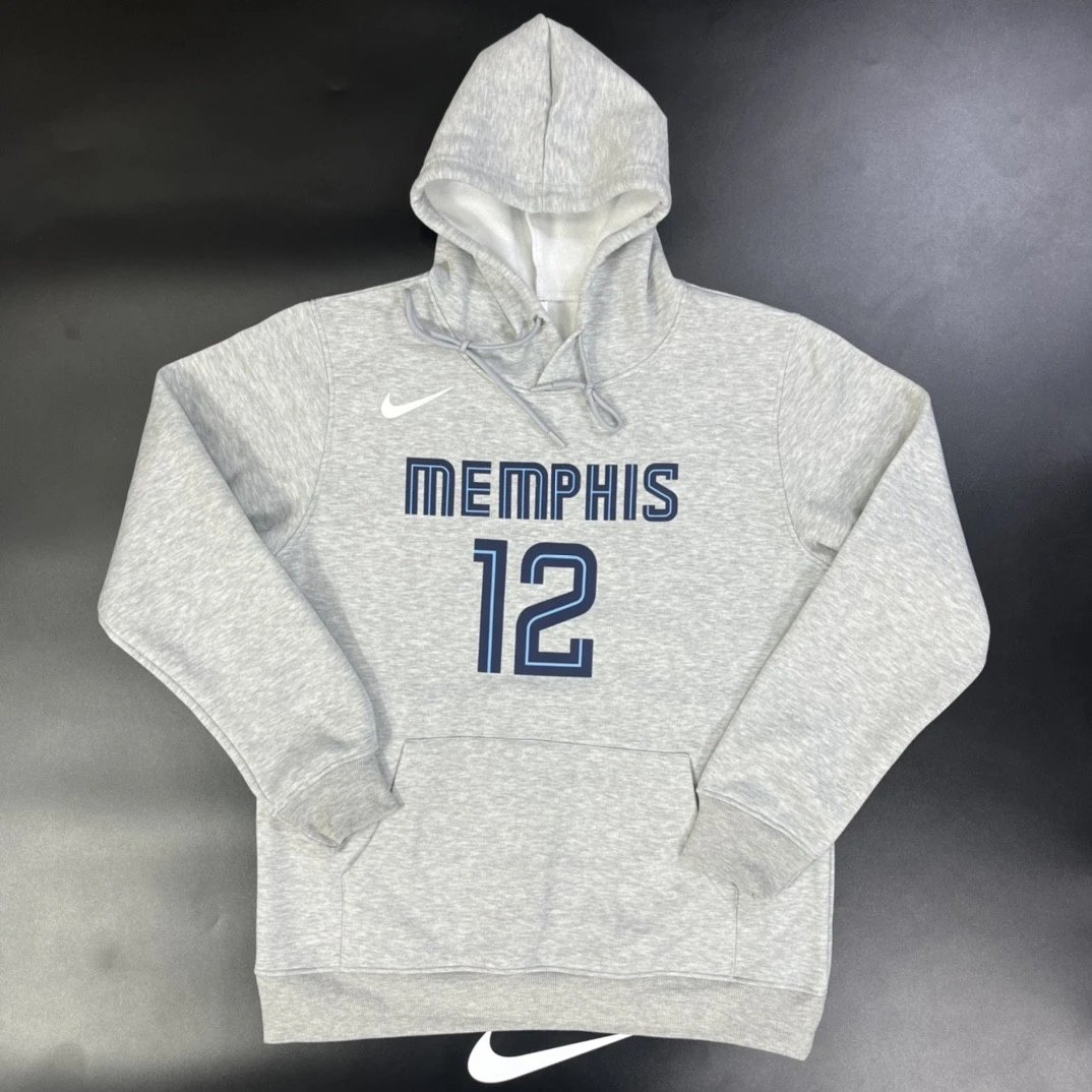 Nike NBN Memphis Grizzlies #12 Ja Morant Fleece-Lined Warm Pullover Hoodie with Premium Embossed Logo