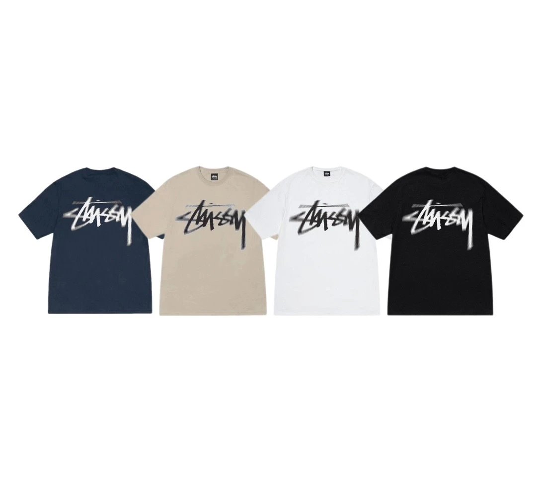 STUSSY DIZZY STOCK TEE Dazzling Phantom Printed Round Neck Short Sleeve T-shirt for Men and Women