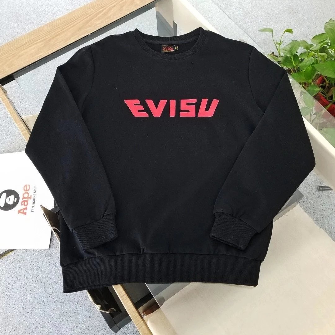 秋冬新款EVISU福神达摩不倒翁字母印花纯棉毛圈圆领套头情侣卫衣 3