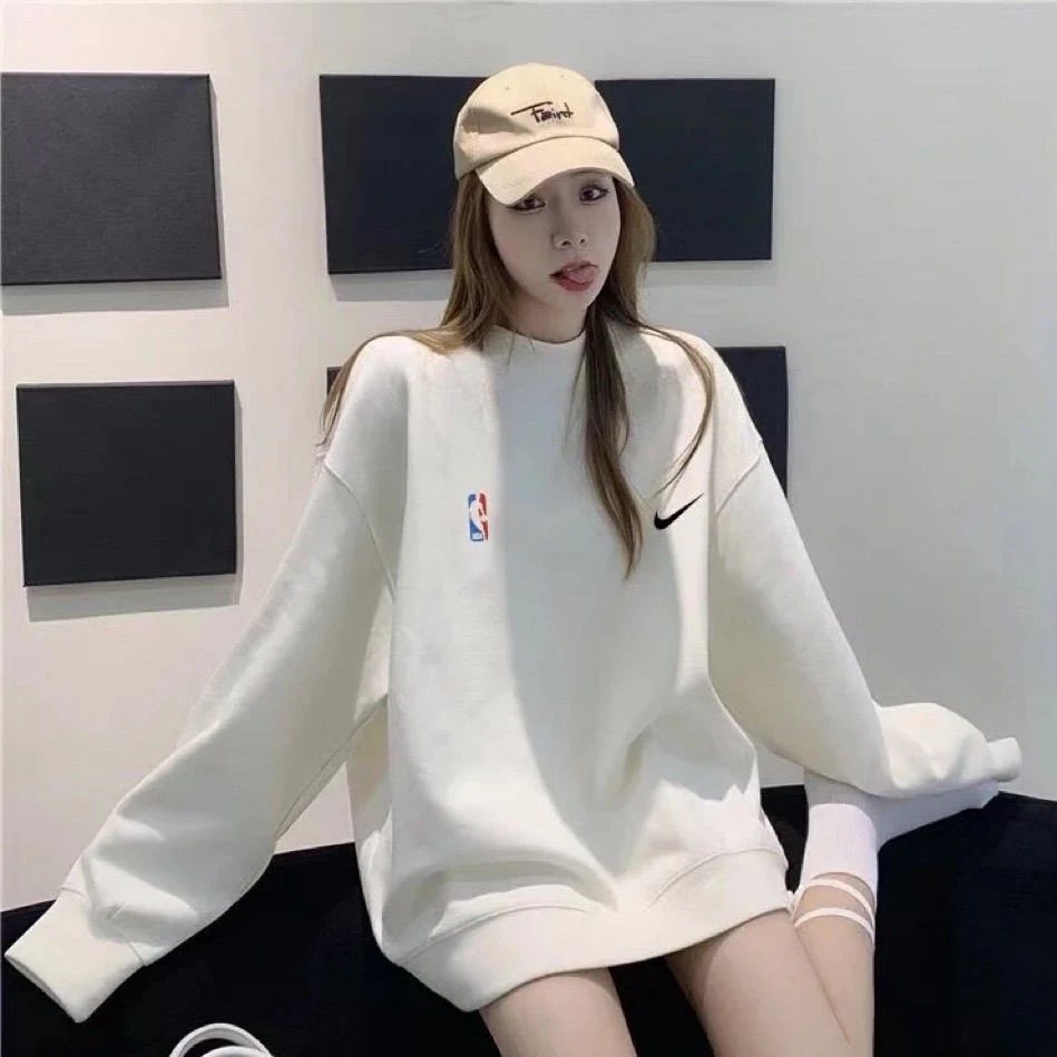 秋冬情侣六方联名针织印花圆领卫衣男女篮球运动休闲加绒套头衫 2