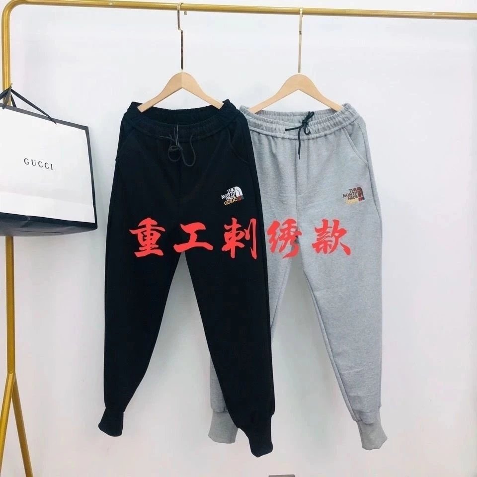GUCC1 x TNF标志刺绣休闲运动长裤男女束脚裤卫裤纯棉毛圈运动裤加绒可选