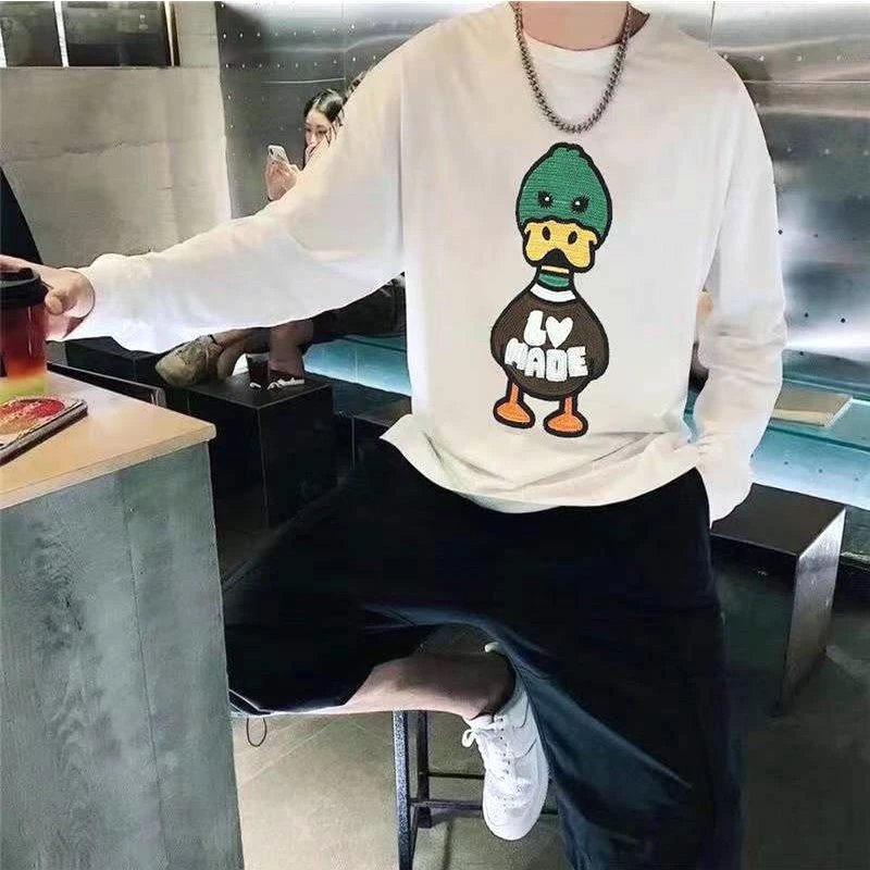 新品秋冬刺绣加绒款L联名绿头小鸭圆领卫衣男女情侣款上衣百搭爆款潮 4