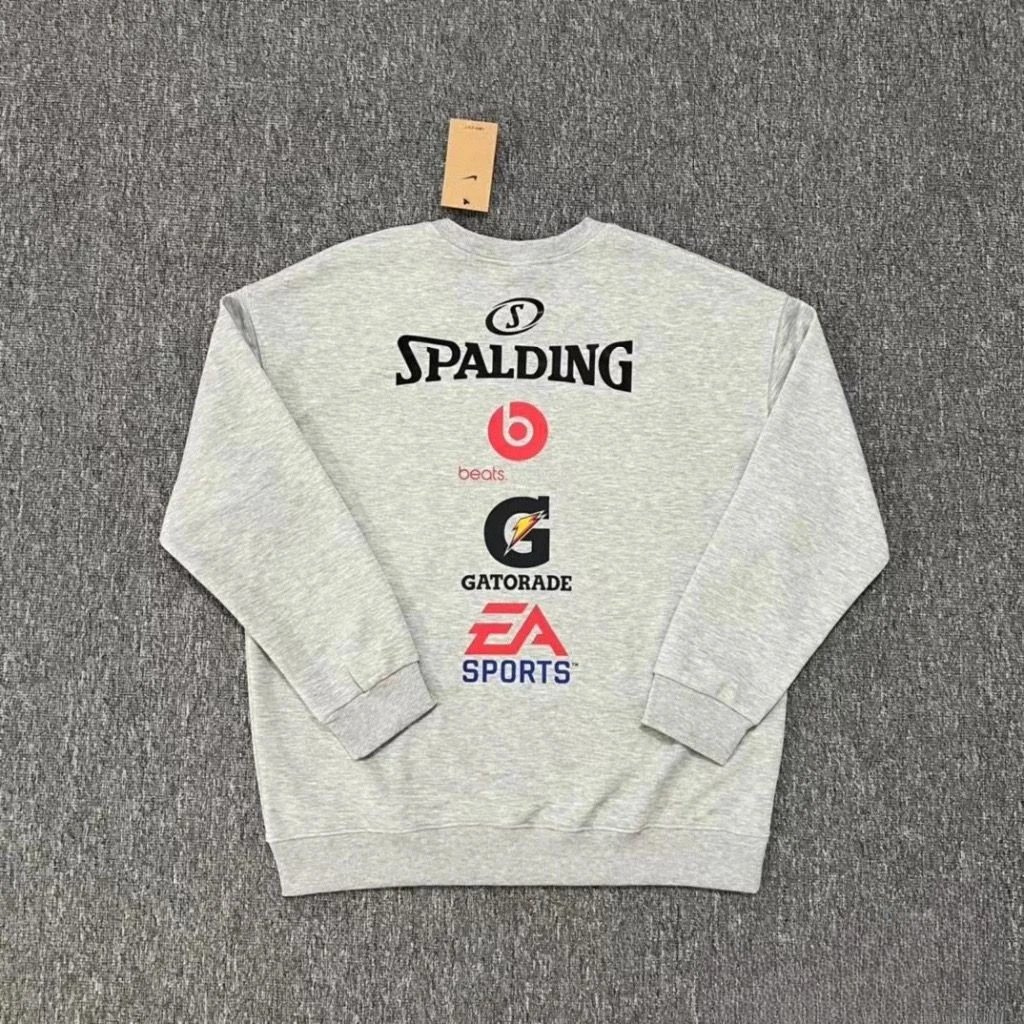 秋冬情侣六方联名针织印花圆领卫衣男女篮球运动休闲加绒套头衫 7