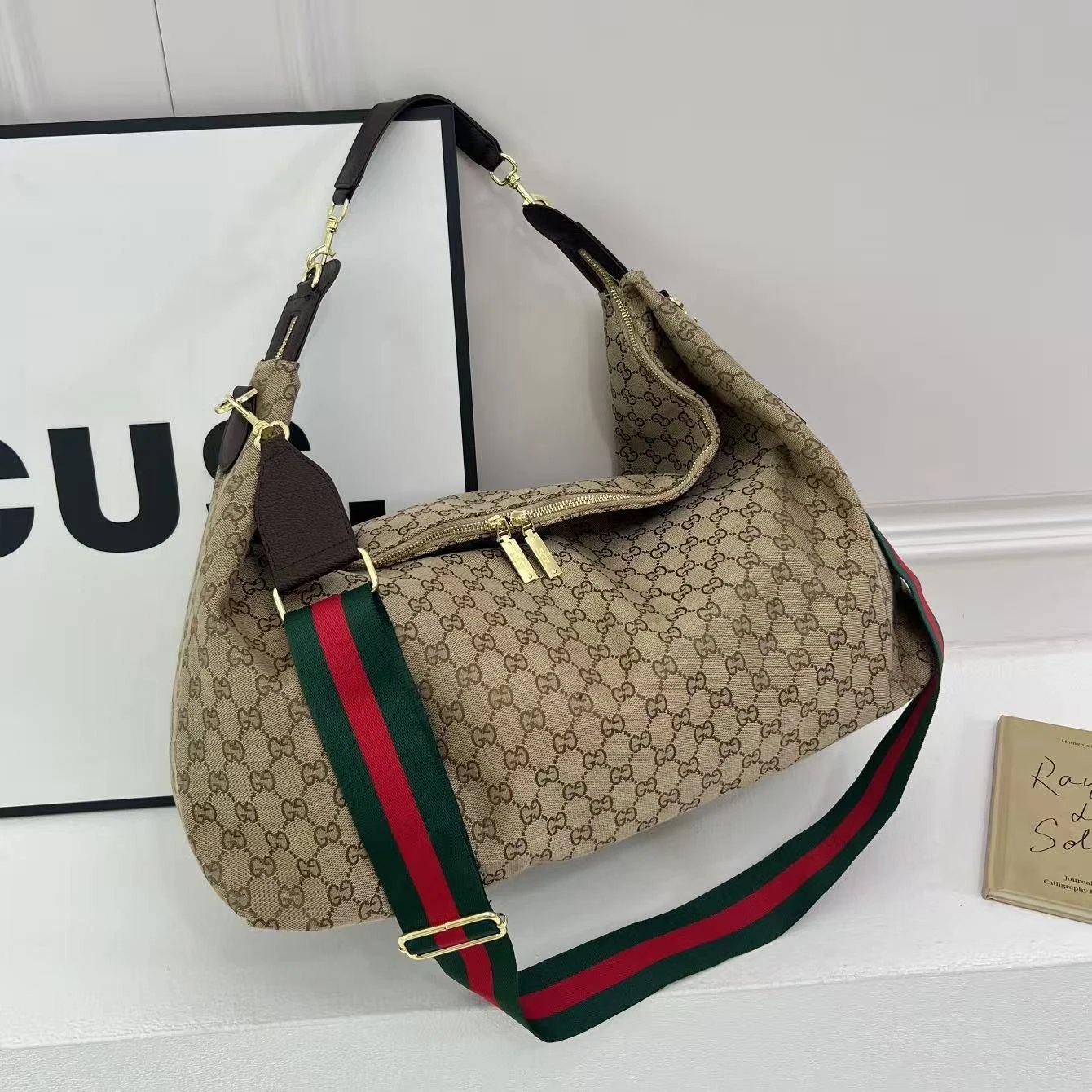 GUCC1古池 钯色调五金件 牛仔布 单肩包 大号 女款 黑色 3