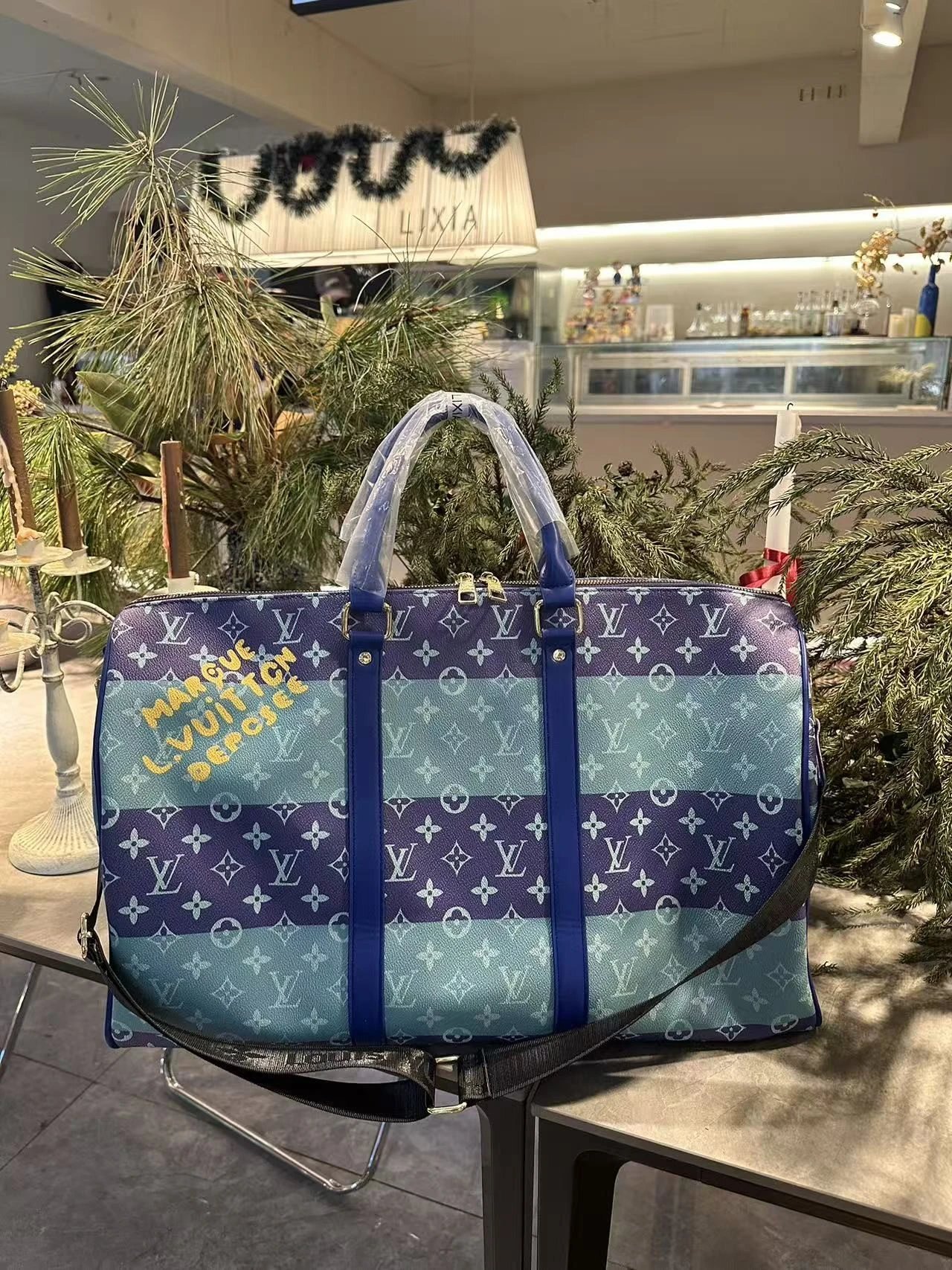 铝牌 keepall 50 品牌字母标识 Monogram Heritage 涂层帆布 旅行包 男款 绿色 5