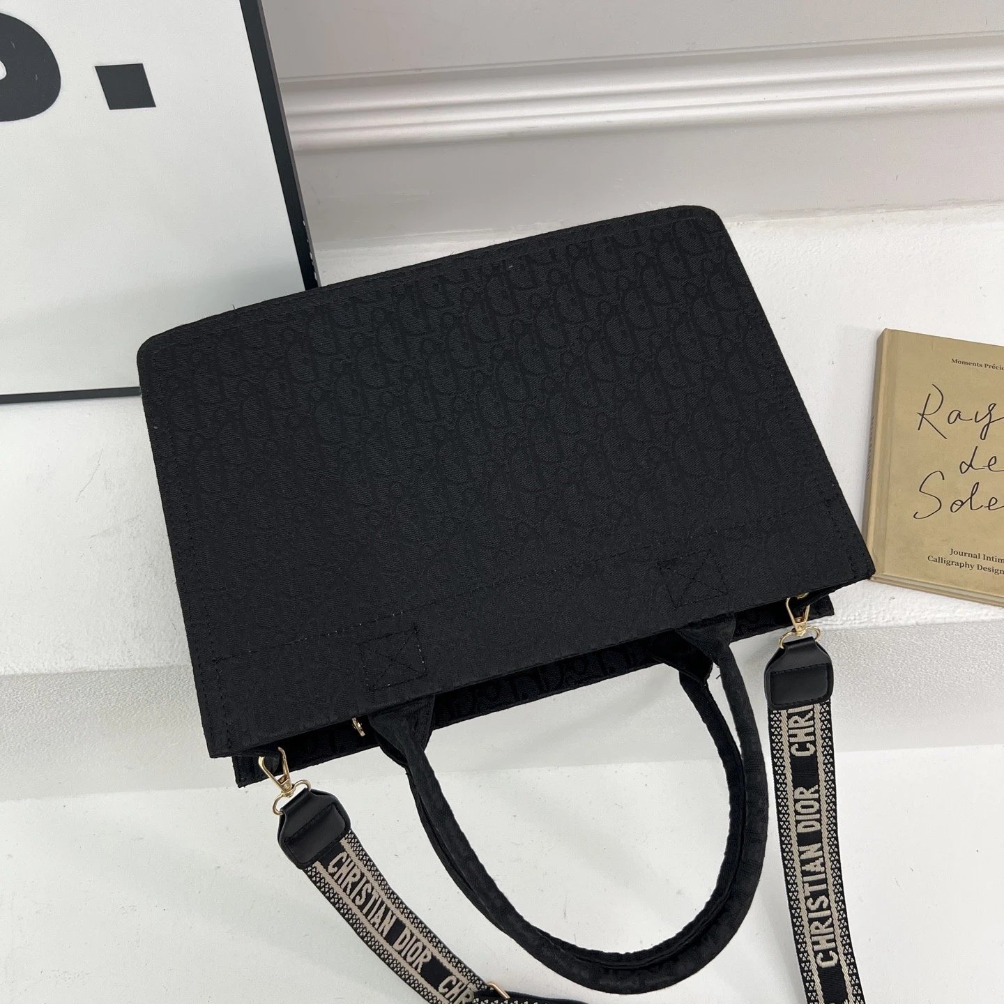 D10R迪澳 加大款 BookTote 品牌标志刺绣可调节可拆卸肩带 棉 手提包  女款 蓝色 7