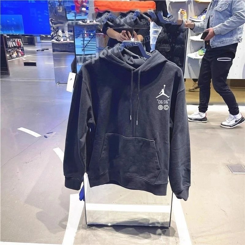 aj乔丹秋冬新款情侣字母印花男女运动休闲加绒保暖圆领卫衣套头衫FB7204 8