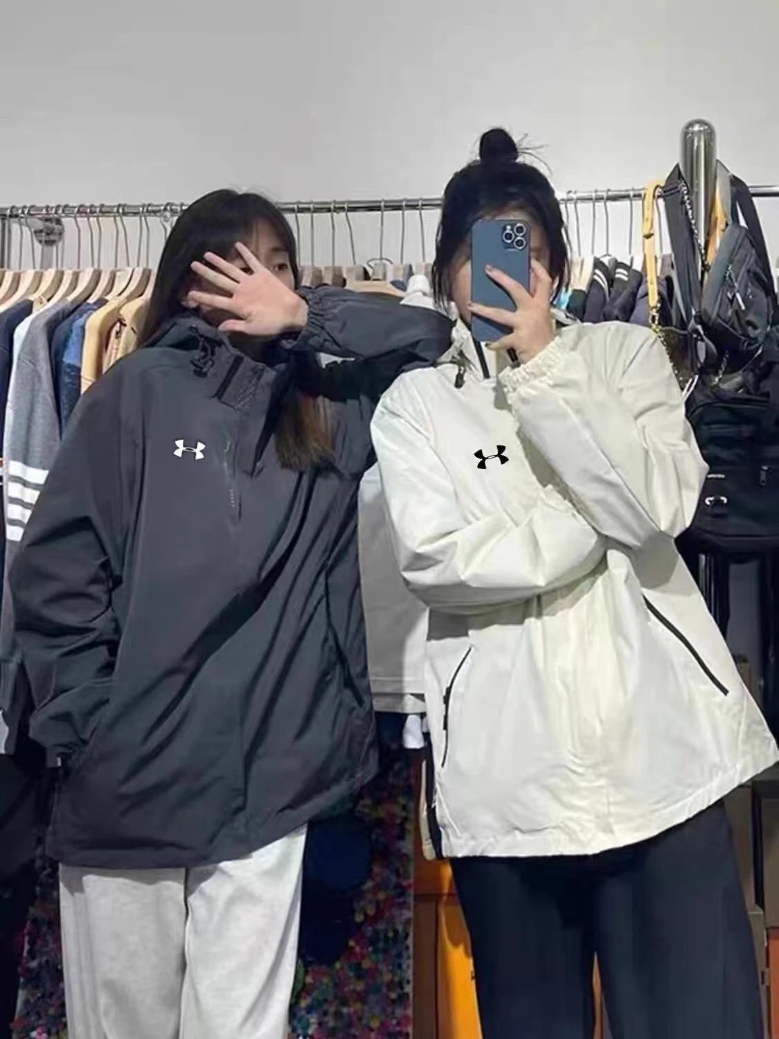 安特玛三合一冲锋衣带内胆安特玛情侣款双色连帽户外运动软壳冲锋衣外套 内胆可拆卸