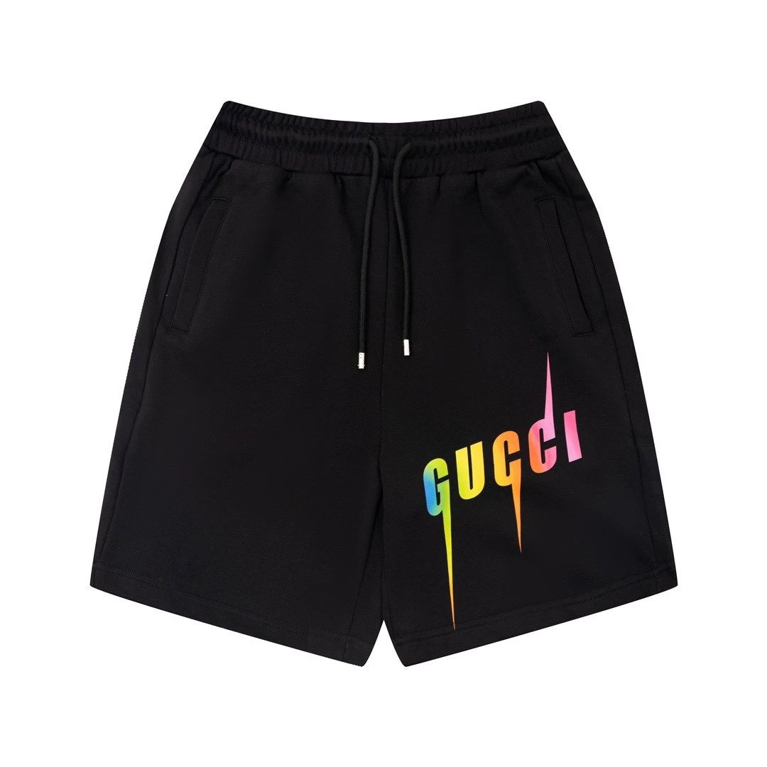 Gucci2023夏季新款 定制毛圈面料 数码喷印闪电字母logo 男女同款 休闲短裤五分裤
颜色黑灰
尺码M5xl
尺码推荐  宽松如下
