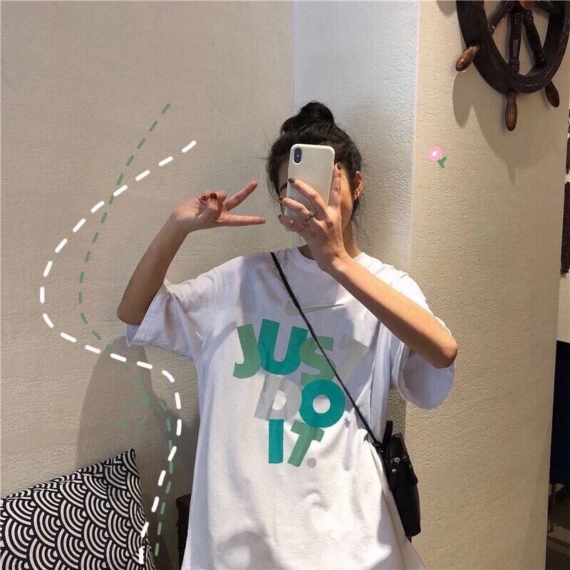 NK Just Do It 印花短袖ins海外版夏季情侣T恤 大印花配色清爽 衣服版型宽松舒适 自留单品颜色黑色 白色