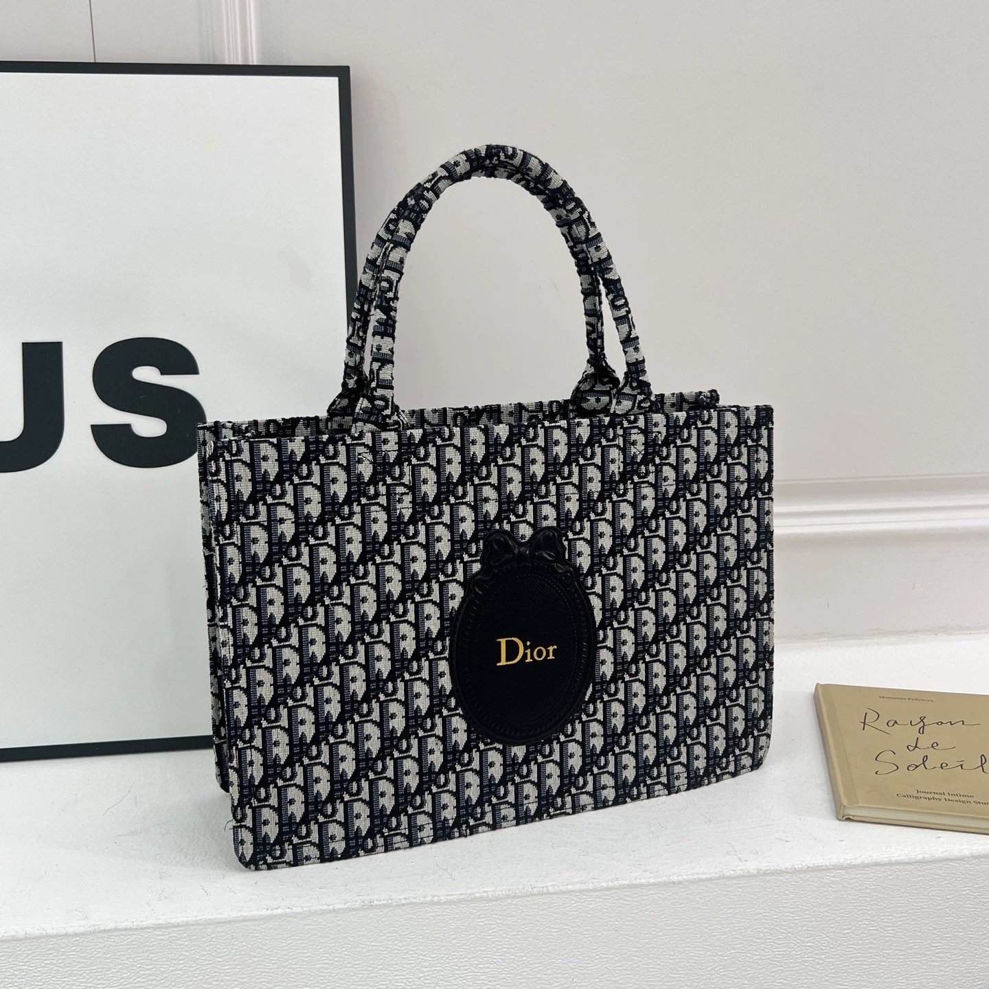 D10R迪澳 加大款 BookTote 品牌标志刺绣可调节可拆卸肩带 棉 手提包  女款 蓝色 12