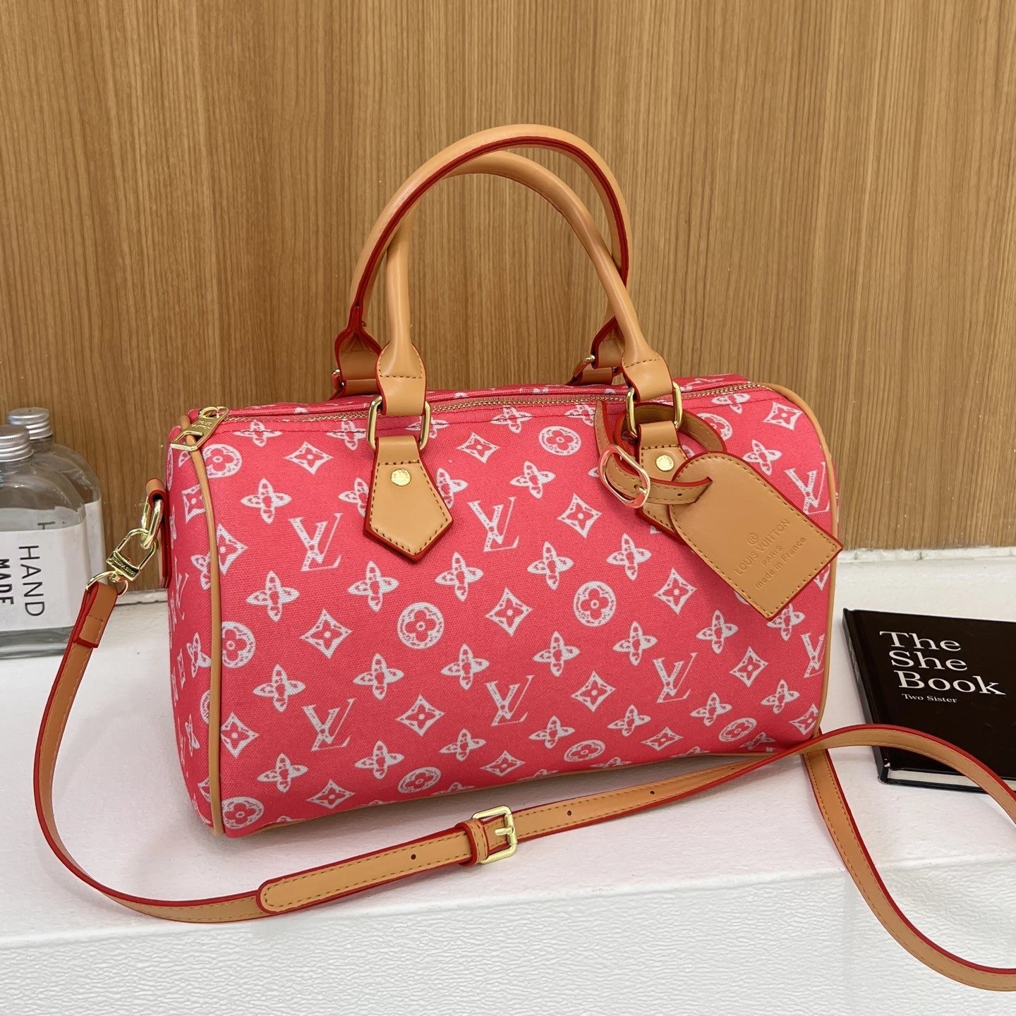 铝牌 Speedy Bandouliere 20 金色五金配件 涂层帆布 单肩斜挎手提包 女款 浅绿色 3