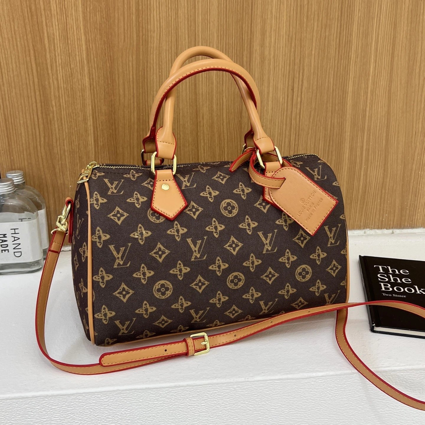 铝牌 Speedy Bandouliere 20 金色五金配件 涂层帆布 单肩斜挎手提包 女款 浅绿色 12