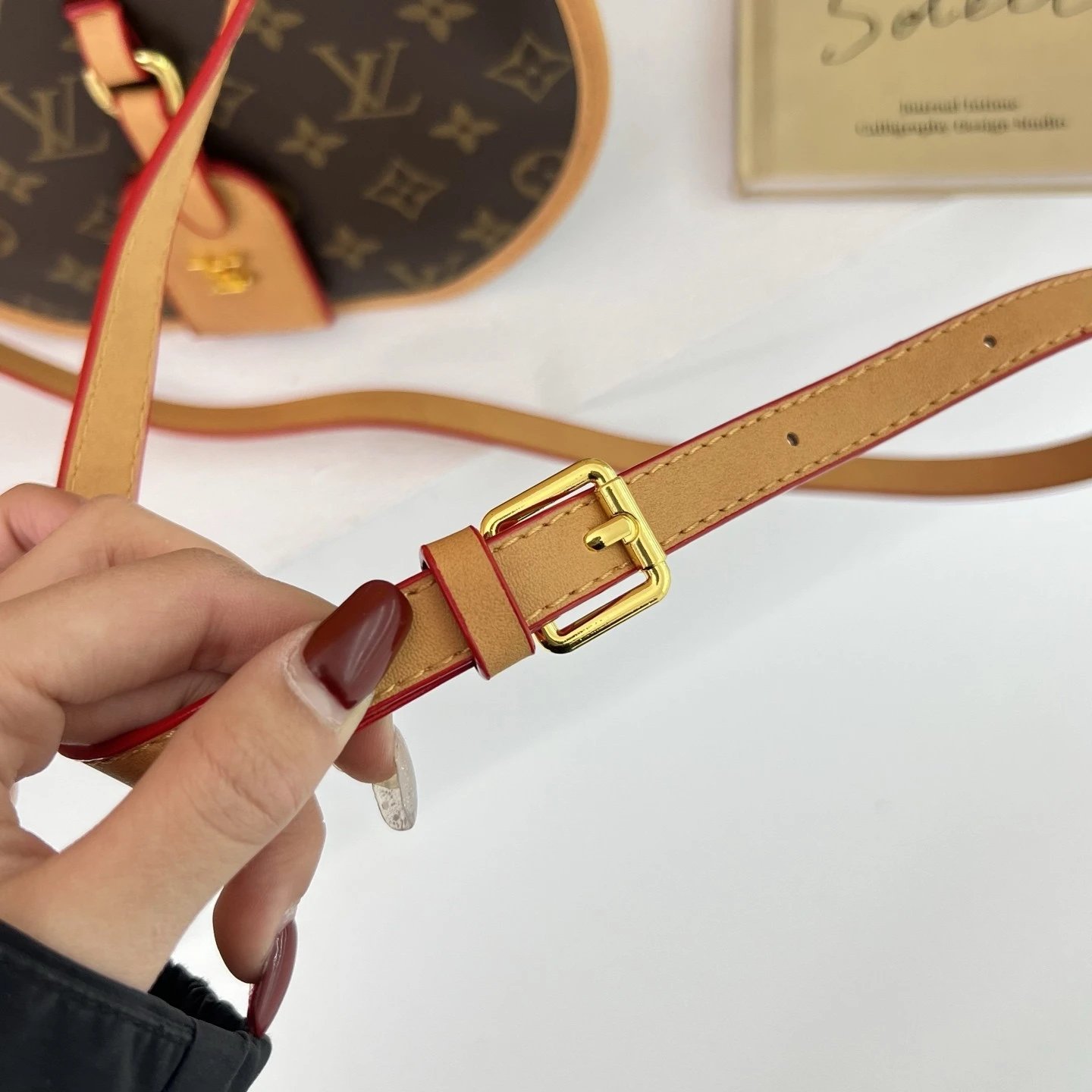 铝牌 Boite Chapeau 装饰名称标签金色硬件 涂层帆布 单肩斜挎手提包 迷你 女款 棕色 12