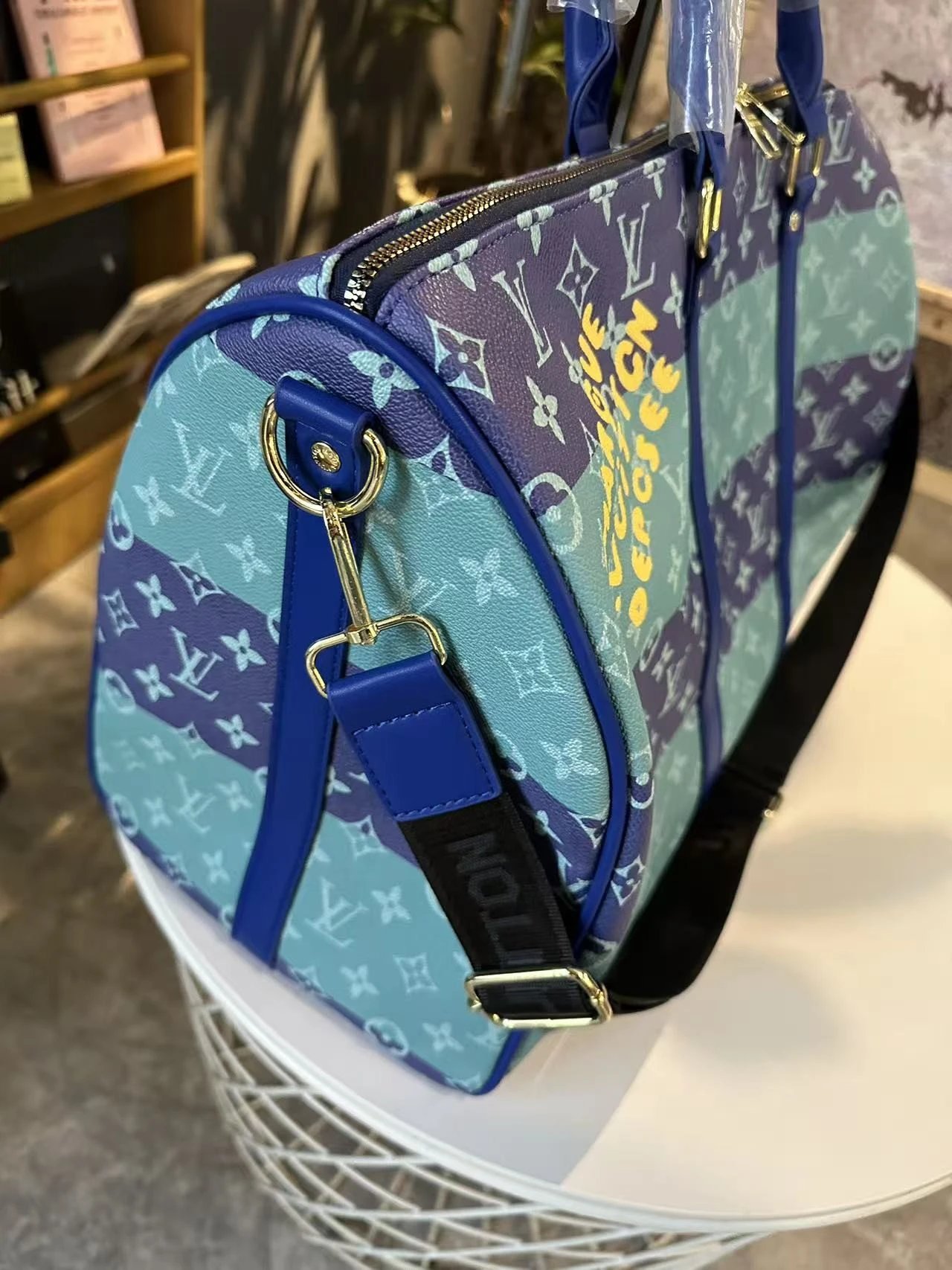 铝牌 keepall 50 品牌字母标识 Monogram Heritage 涂层帆布 旅行包 男款 绿色 8