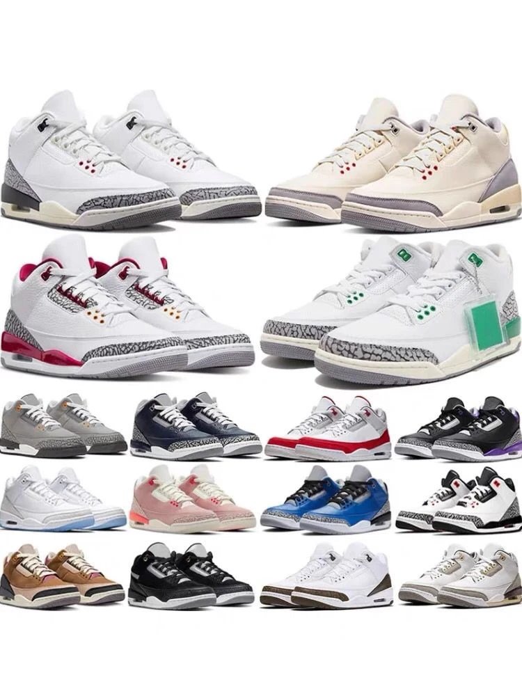 AJ3 True Blue OG Black Cement Burst Pattern Manuscript Tinker Hurricane Red White Cement Pure White Cat Men's Shoes Women's Shoes GS White Red Purple Cherry Pollen North Carolina Blue Mocha Sparrow J3 White Brown Powder Racing Blue Men's Shoes White Cement Lucky Green
