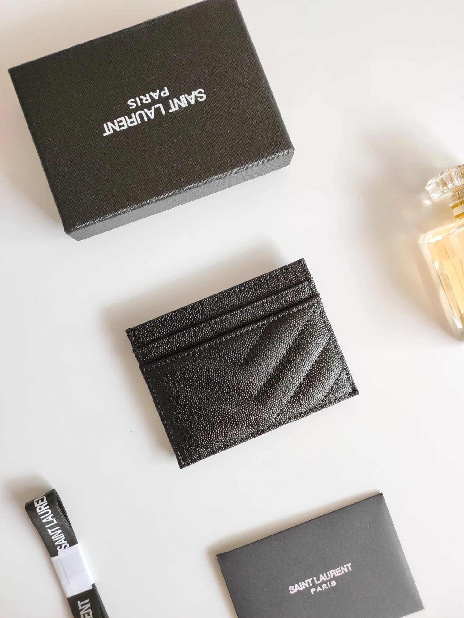 Saint Laurent Monogram Quilted Leather Card Holder Black - 17