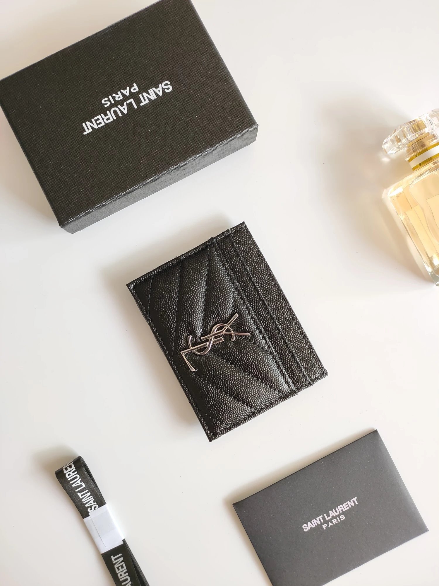 Saint Laurent Monogram Quilted Leather Card Holder Black - 10