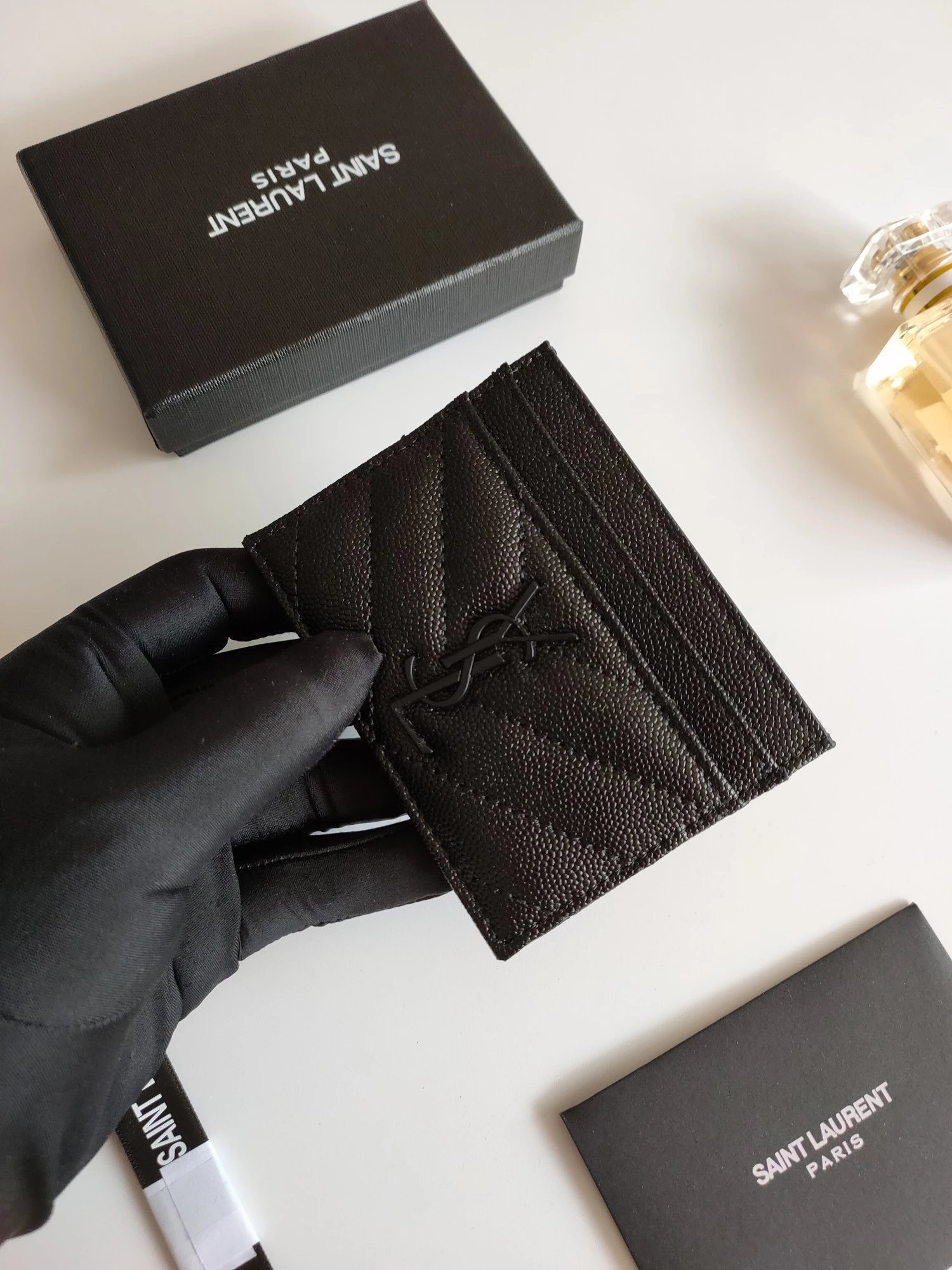 Saint Laurent Monogram Quilted Leather Card Holder Black - 18