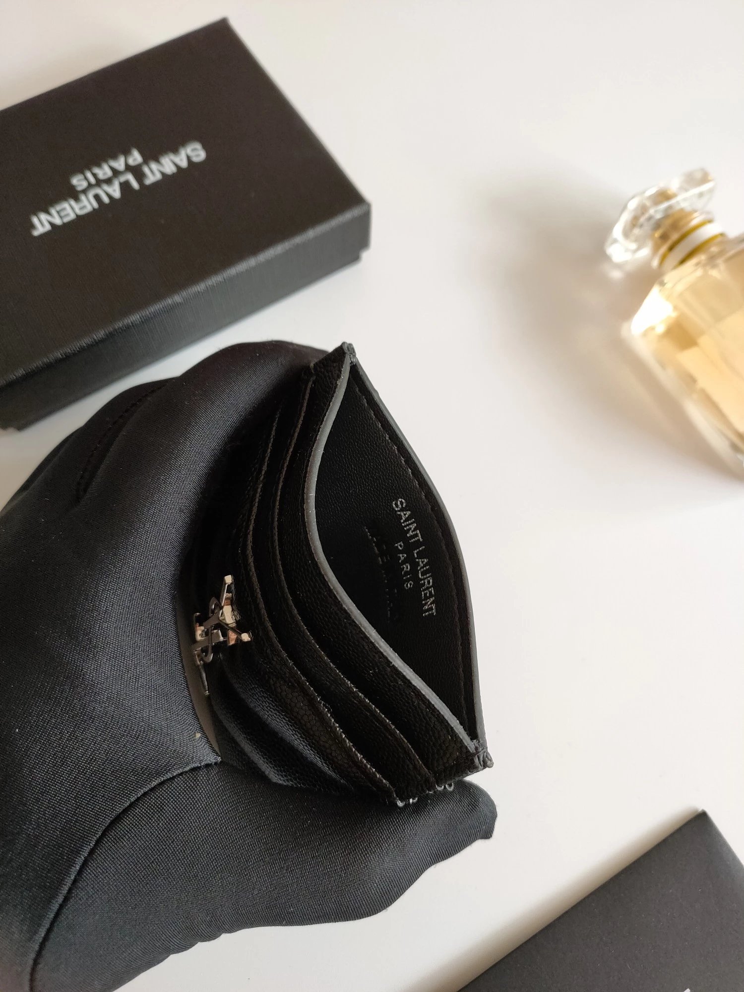 Saint Laurent Monogram Quilted Leather Card Holder Black - 13