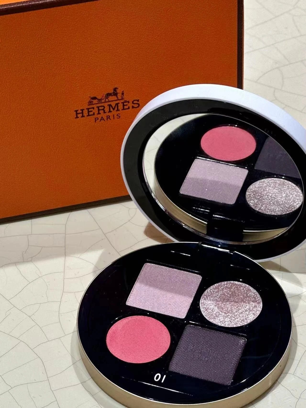 【Must-Have for Loyal Fans】Xiaoma's Eyeshadow! Hermès Four-Color Eyeshadow Palette with Brush 01/02/03/04/05