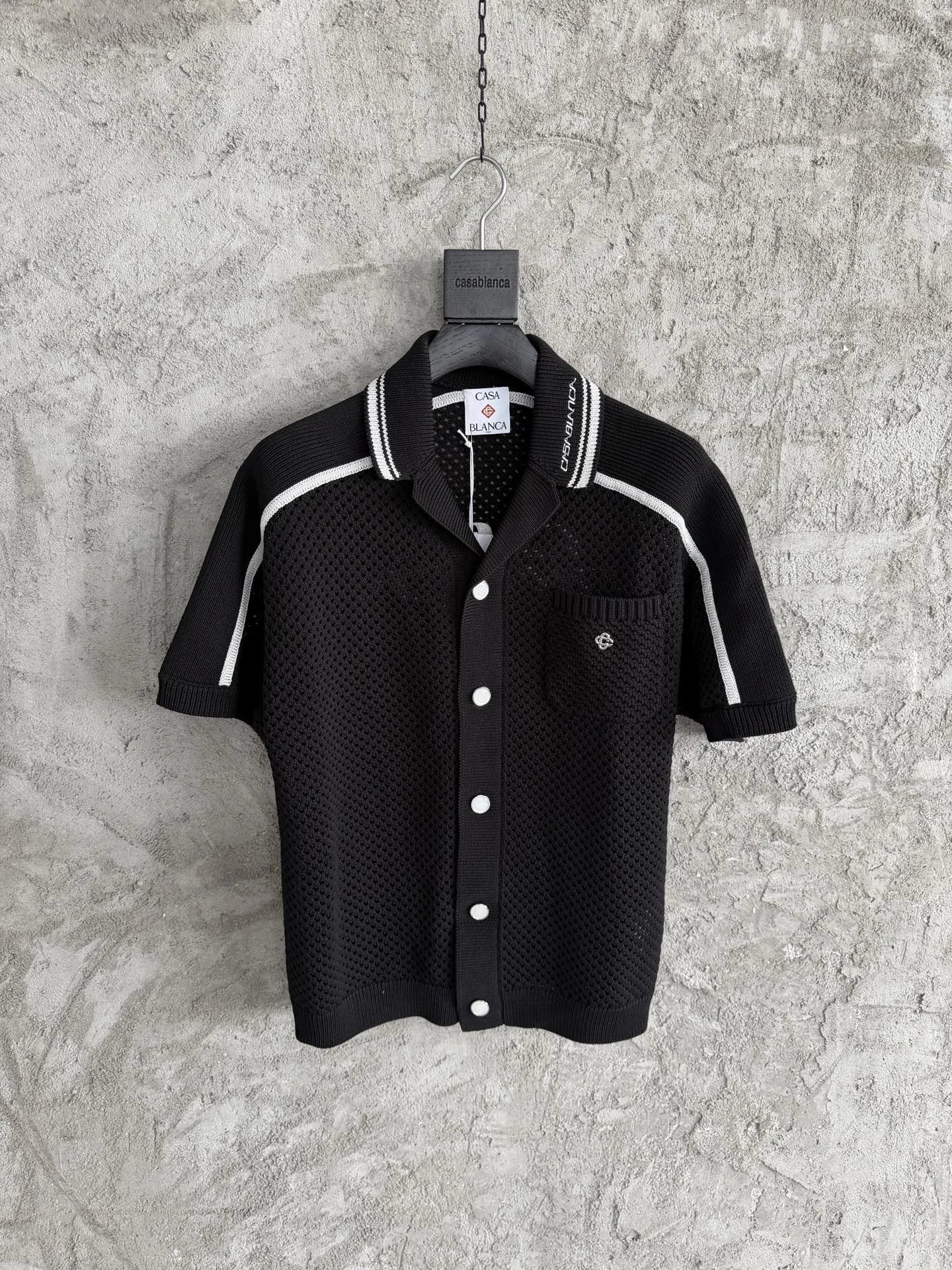 Casablanca Black Short Sleeve Mesh Shirt