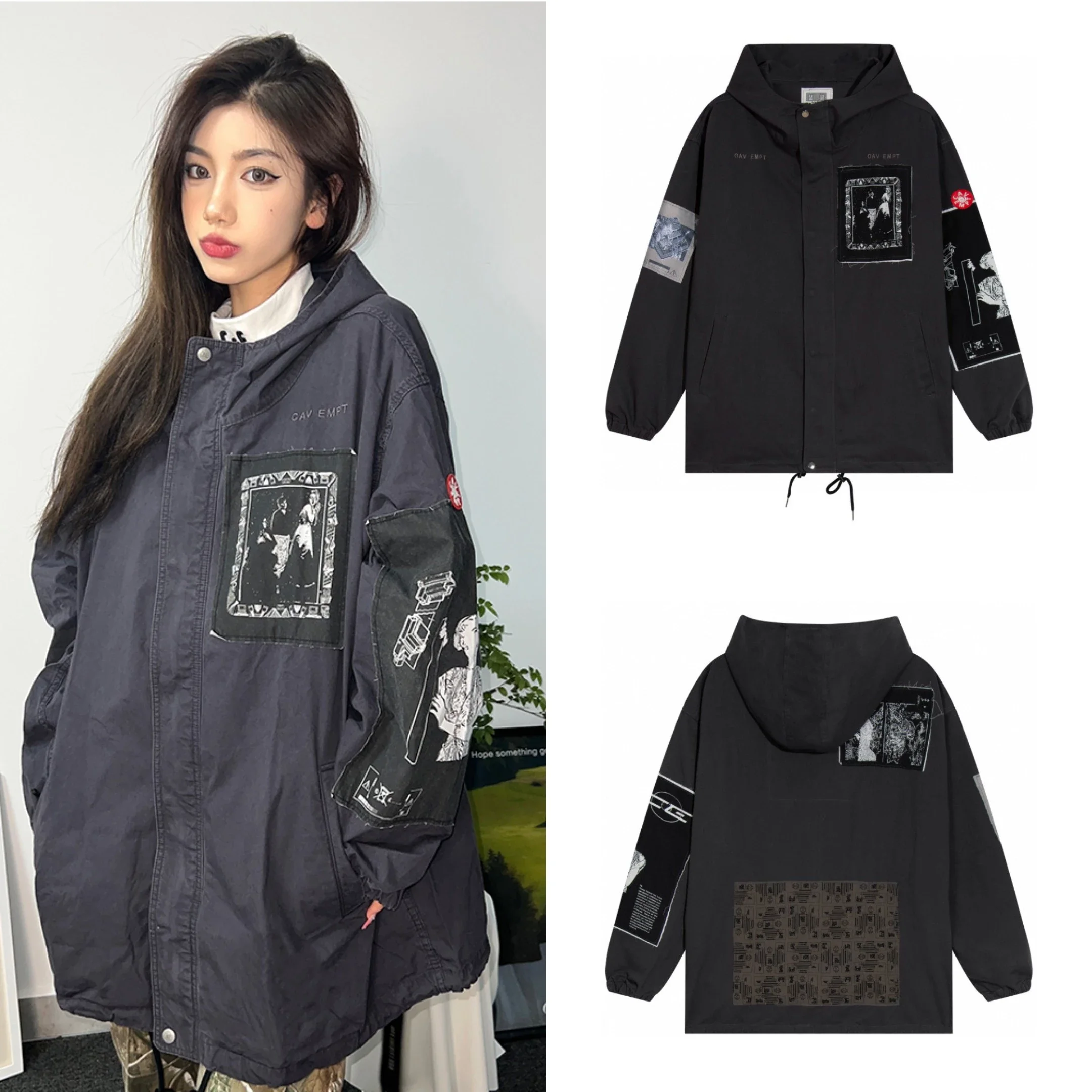 顶级正确版CAVEMPT CE cav empt C.E 冲锋衣连帽外套PATCHED ZIP HOOD贴