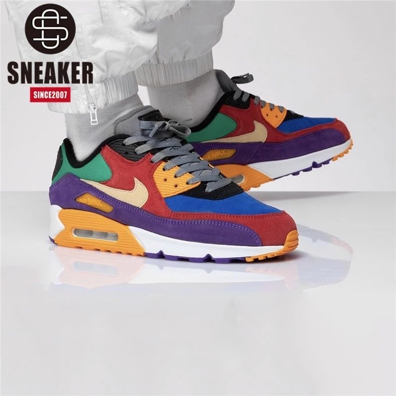 耐克Nike Air Max 90 BeTrue 彩虹男女运动复古跑步鞋 CJ5482-100