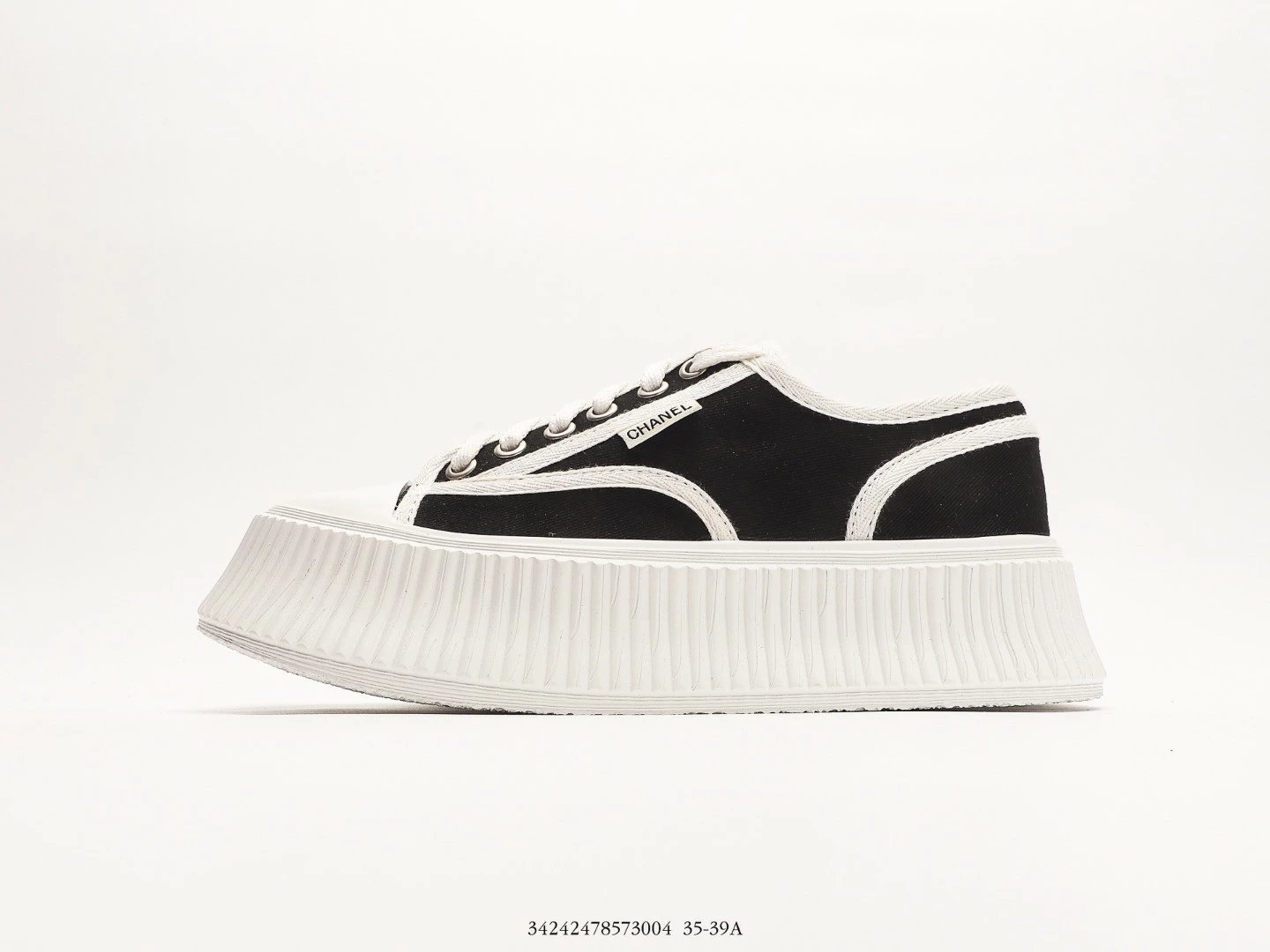 Chanel-Style Canvas Sneaker Platform