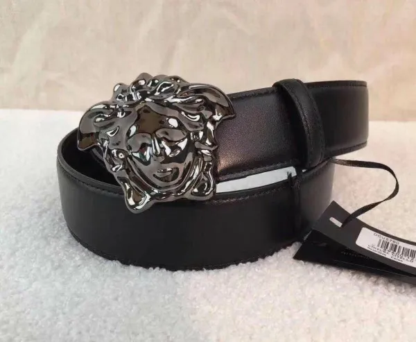 Versace Medusa Head Buckle Leather Belt Black - 18