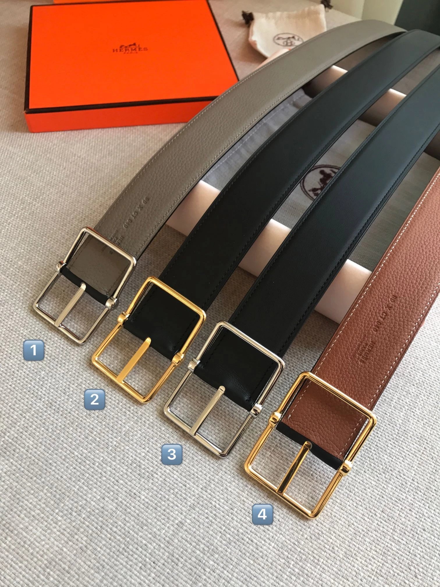 High quality Belt men's imported calfskin leather double-sided available belt width 3.8cm