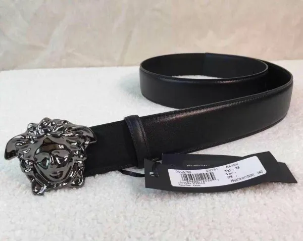 Versace Medusa Head Buckle Leather Belt Black - 17
