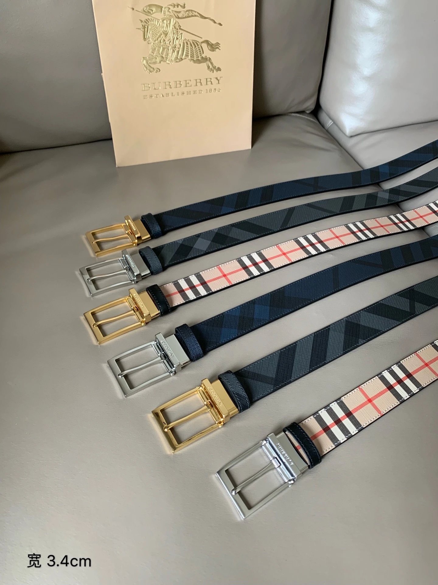 Burberry Classic Check Belt - Pin Buckle Business Casual 3.5cm